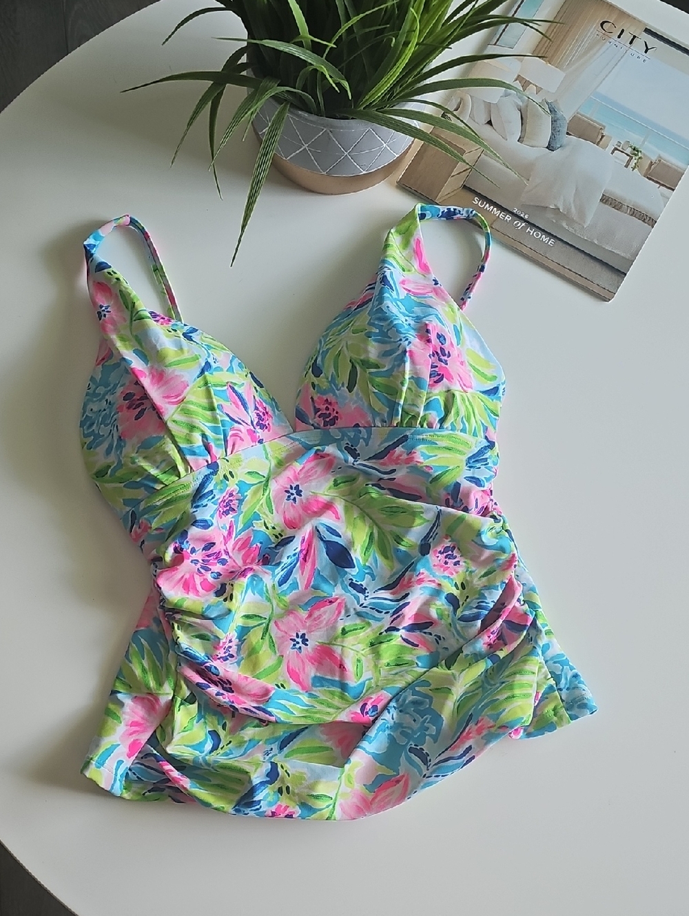 Stella Parker Floral Tankini Swim Top - Multi Waterlily